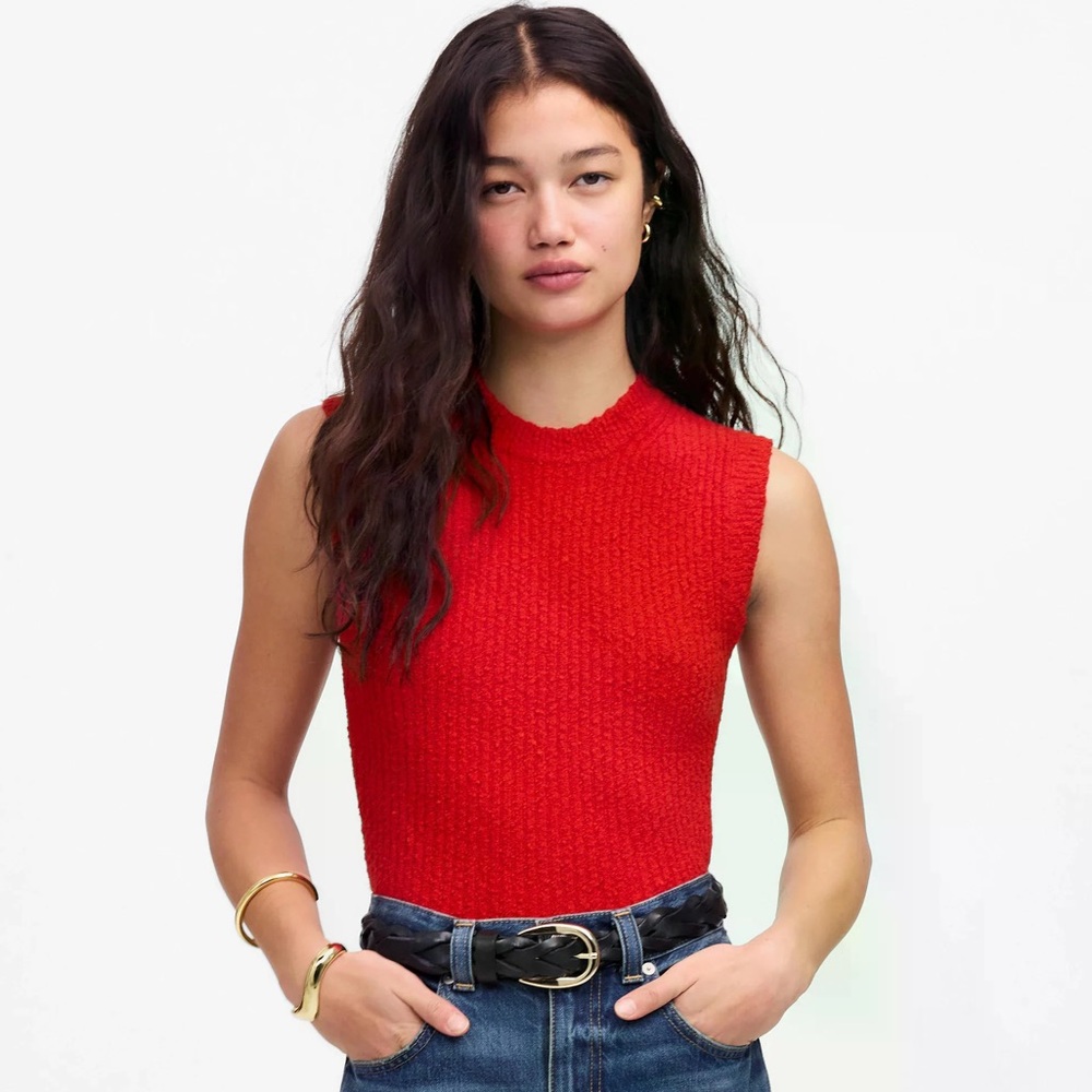 NWOT Madewell Boucle Knit sweater tank in Cerise